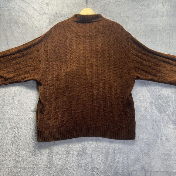 Vintage Saxony Sweater Mens Large Rust Brown Textured Mock Neck Rare Exclusive - Picture 16 of 16